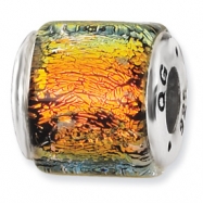 Picture of Sterling Silver Orange Dichroic Glass Bead