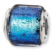 Picture of Sterling Silver Blue Dichroic Glass Bead
