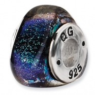 Picture of Sterling Silver Green Dichroic Glass Triangle Bead