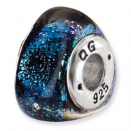 Picture of Sterling Silver Blue Dichroic Glass Triangle Bead