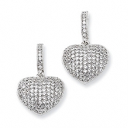 Picture of Sterling Silver & CZ Polished Heart Dangle Post Earrings