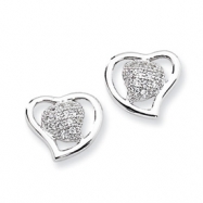 Picture of Sterling Silver & CZ Heart Post Earrings
