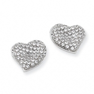 Picture of Sterling Silver & CZ Polished Heart Post Earrings