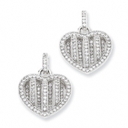 Picture of Sterling Silver & CZ Polished Heart Dangle Post Earrings