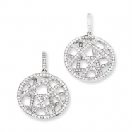 Picture of Sterling Silver & CZ Fancy Polished Dangle Post Earrings