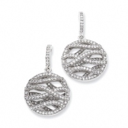 Picture of Sterling Silver & CZ Polished Round Dangle Post Earrings