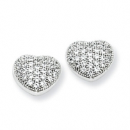 Picture of Sterling Silver & CZ Polished Heart Post Earrings