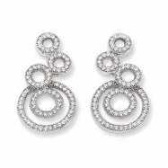 Picture of Sterling Silver & CZ Polished Circle Dangle Post Earrings