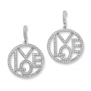 Picture of Sterling Silver & CZ Round Love Dangle Post Earrings