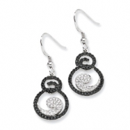 Picture of Sterling Silver White & Black Diamond Fancy Dangle Earrings