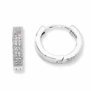 Picture of Sterling Silver & CZ Fancy Hinged Hoop Earrings
