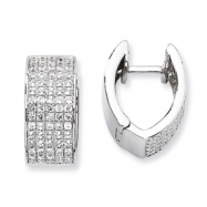 Picture of Sterling Silver & CZ Fancy Hinged Hoop Earrings