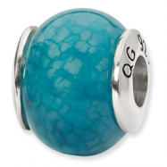 Picture of Sterling Silver Reflections Dark Blue Cracked Agate Stone Bead