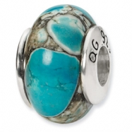Picture of Sterling Silver Reflections Blue Mosaic Magnasite Stone Bead