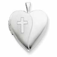 Picture of Sterling Silver 20mm with Cross Design Heart Locket chain