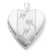 Picture of Sterling Silver 20mm with Butterflies Heart Locket chain