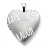 Picture of Sterling Silver 20mm with Heart LIVE, LOVE, LAUGH Heart Locket chain