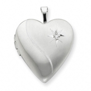 Picture of Sterling Silver 20mm Diamond Heart Locket chain