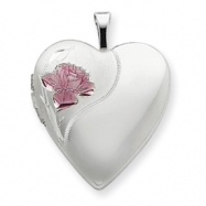 Picture of Sterling Silver 20mm with Enameled Rose Heart Locket chain
