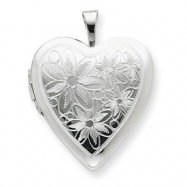 Picture of Sterling Silver 20mm with Daisies Heart Locket chain