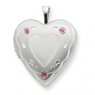 Picture of Sterling Silver 20mm Enameled Roses Heart Locket chain
