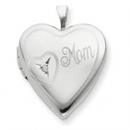 Picture of Sterling Silver 20mm Mom with Diamond Heart Locket chain