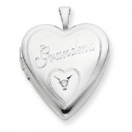 Picture of Sterling Silver 20mm Grandma with Diamond Heart Locket chain