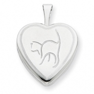 Picture of Sterling Silver 16mm Cat Heart Locket chain