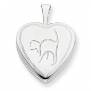 Picture of Sterling Silver 16mm Cat Heart Locket chain