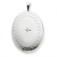 Picture of Sterling Silver 20mm  Oval Diamond Locket chain