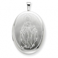 Picture of Sterling Silver 20mm Blessed Mother Mary Oval Locket chain
