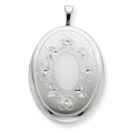 Picture of Sterling Silver 20mm Oval with Flowers Oval Locket chain