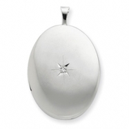 Picture of Sterling Silver 20mm Diamond Oval Locket chain