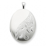 Picture of Sterling Silver 20mm Side Flowered Oval Locket chain