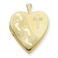 Picture of 1/20 Gold Filled 20mm Cross & Footprint Heart Locket chain