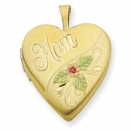 Picture of 1/20 Gold Filled 20mm Enameled Mom Heart Locket chain