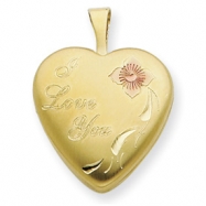 Picture of 1/20 Gold Filled 16mm Enameled Flower I Love You Heart Locket chain
