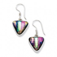 Picture of Sterling Silver Multicolor Dichroic Glass Triangle Shaped Dangle Earrings