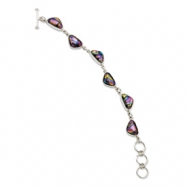 Picture of Sterling Silver Mulitcolor Triangle Dichroic Glass 9in Toggle Bracelet anklet