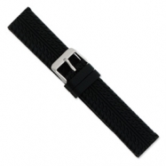 Picture of 20mm Blk Tread Silicone Rubber Slvr-tone Bkle Watch Band ring