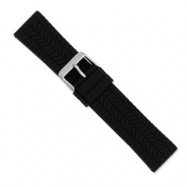 Picture of 22mm Blk Tread Silicone Rubber Slvr-tone Bkle Watch Band ring