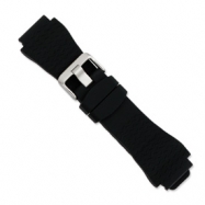 Picture of 22mm Blk Zigzag Silicone Rubber Slvr-tone Bkle Watch Band ring