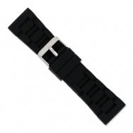 Picture of 26mm Blk Link Style Silicone Rubber Slvr-tone Bkle Watch Band ring