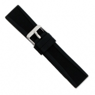 Picture of 22mm Blk Textured Silicone Rubber Slvr-tone Bkle Watch Band ring