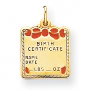 Picture of 14k Enameled Pink Engraveable Birth Certificate Charm