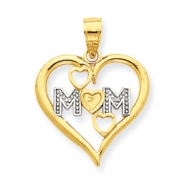 Picture of 14k & Rhodium Diamond-cut Mom Heart Pendant