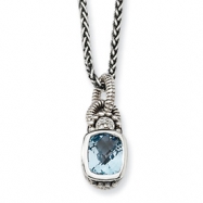 Picture of Sterling Silver 1.90Sky Blue Topaz & .015ct. Diamond 18in Necklace