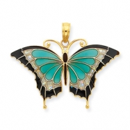 Picture of 14K Aqua Stained Glass Wings Butterfly Pendant