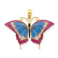 Picture of 14K Blue Stained Glass Wings Butterfly Pendant