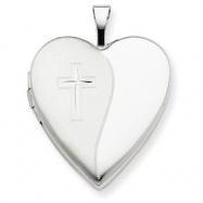 Picture of 14K 20mm White Gold Polished Satin w/ Cross Heart Locket